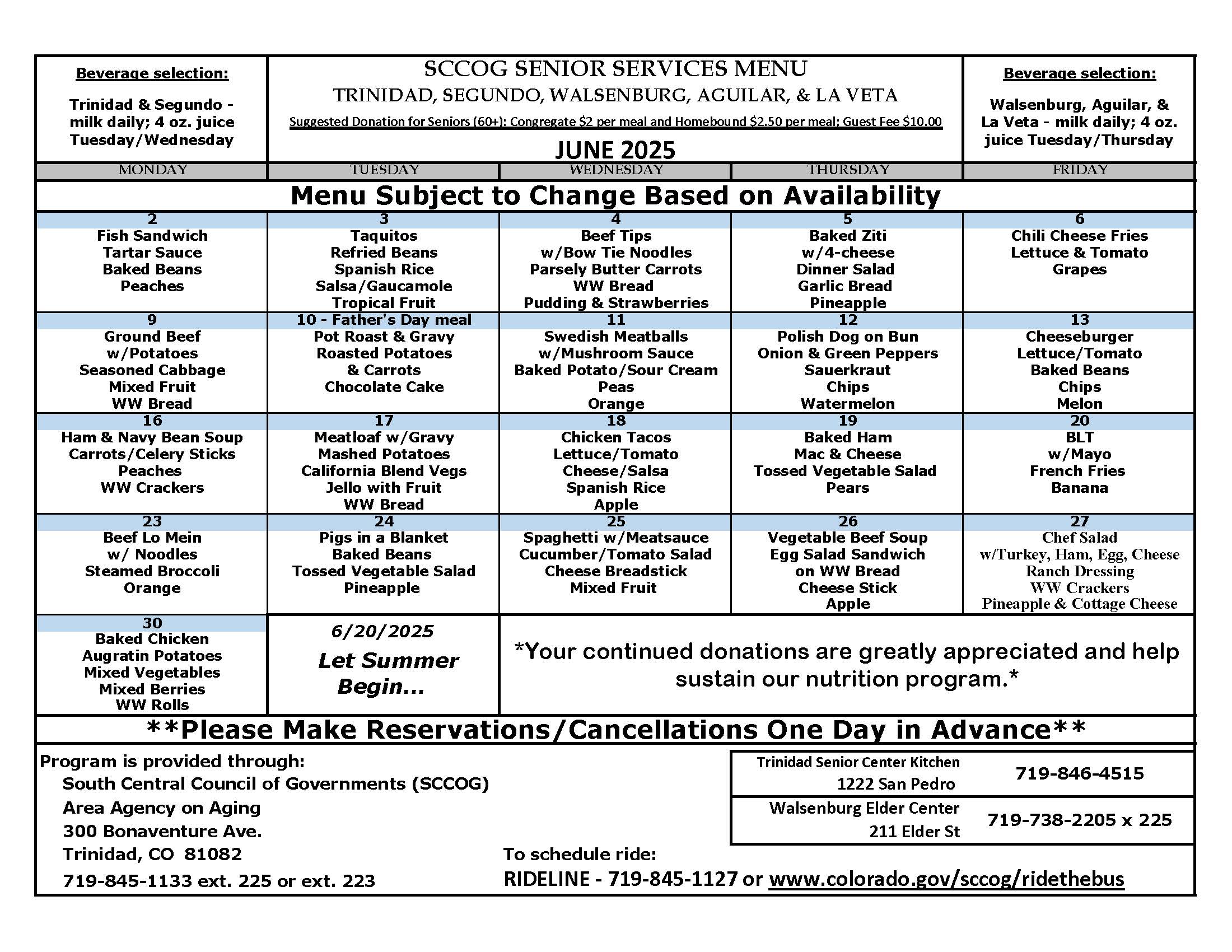 AAA June 2025 Menu